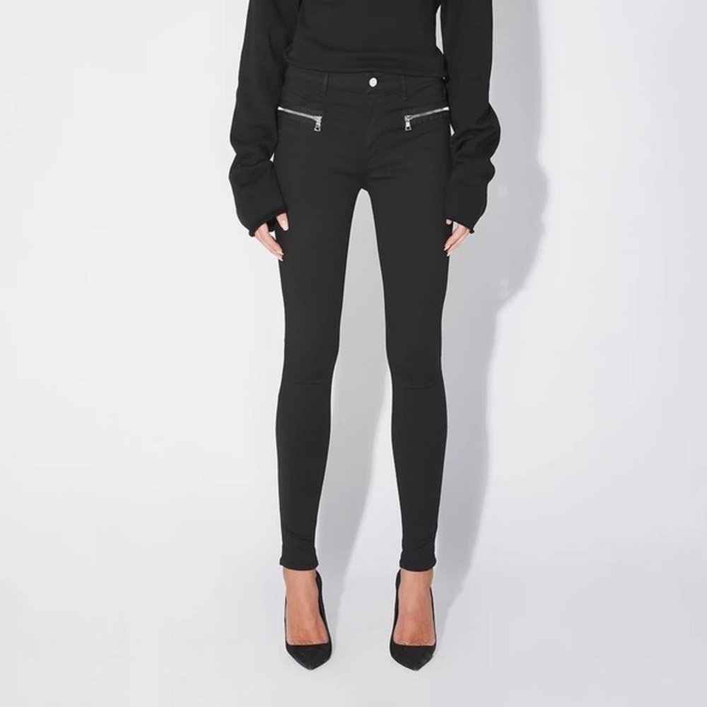 MINIMUM Black Vegan Suede High Waist Skinny Jeans Size 24/ US 00